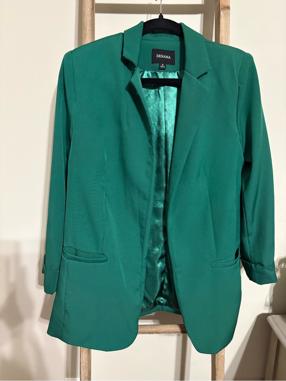 Zenana Outfitters Emerald Open Front Blazer